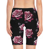 Women&#39;s Pink Rose Workout Shorts | Vibrant Hot Pink AOP Athletic Wear - ToniKay Creations