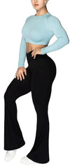 Sunzel Flare Leggings - High-Waisted Crossover Yoga Pants | Tummy Control &amp; Wide Leg, 34&#39;&#39; Inseam