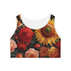 Sunflower &amp; Roses AOP Sports Bra - Stylish High-Performance Athletic Support | Trendy Workout Gear