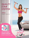 KitGody Steppers for Exercise at Home, Mini Stepper with Resistance Bands 330LBS Capacity, Stair Stepper for Home Full Body Workout Pink Stepper Machine