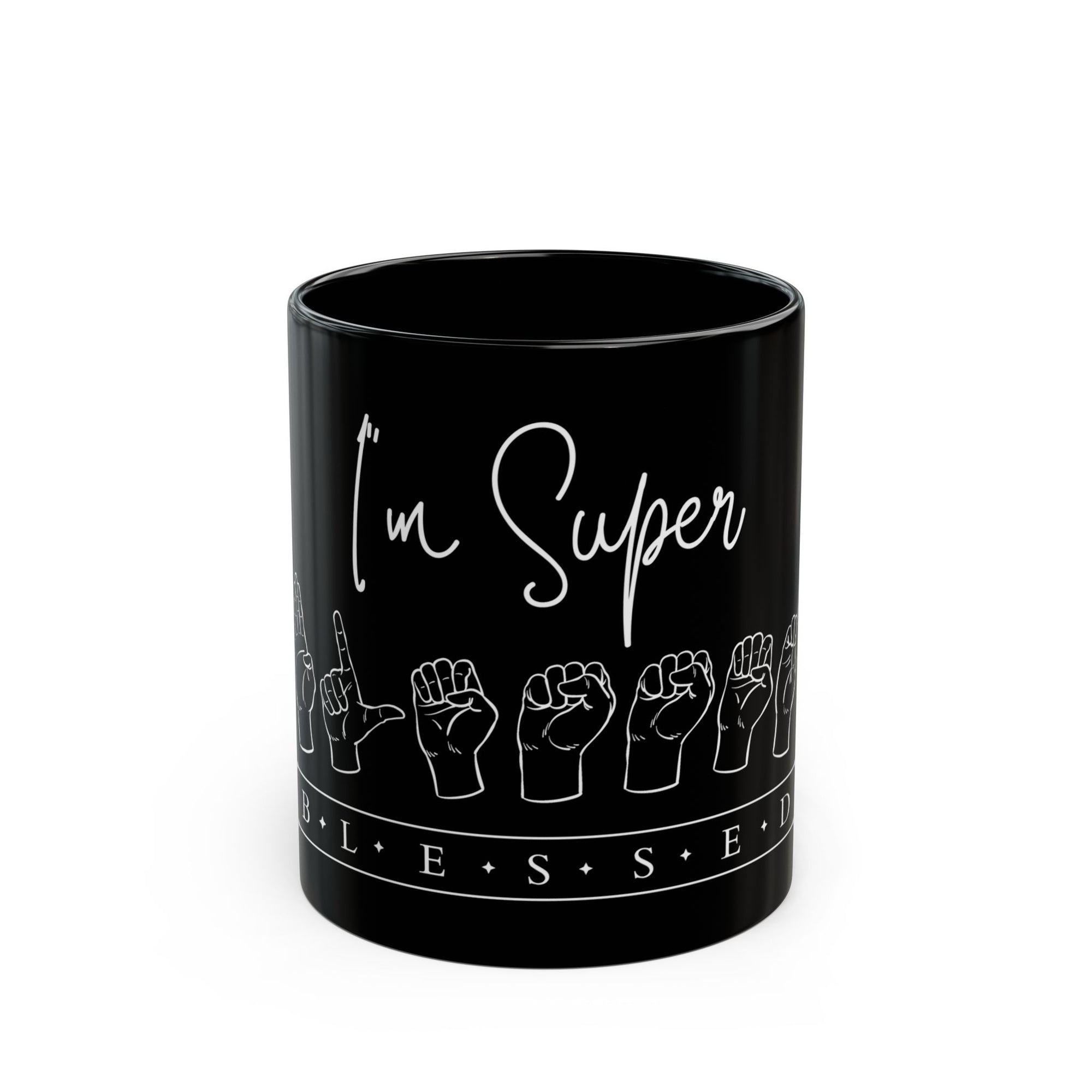 I'm Super Blessed with ASL | Black Mug (11oz, 15oz)