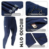 BROKIG Mens Gym Jogger Pants,Casual Slim Workout Sweatpants with Zipper Pockets Bodybuilding Athletic Pants(Navy,S)