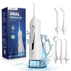 COSLUS Water Dental Flosser Teeth Pick: Portable Cordless Oral Irrigator 300ML Rechargeable Travel Irrigation Cleaner IPX7 Waterproof Electric Flossing Machine for Teeth Cleaning F5020E White