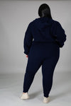 Tycorwd Women&#39;s Plus Size Two Piece Outfits Sweatsuits Sets Long Sleeve Loungewear Tracksuit Sets Dark blue-3XL