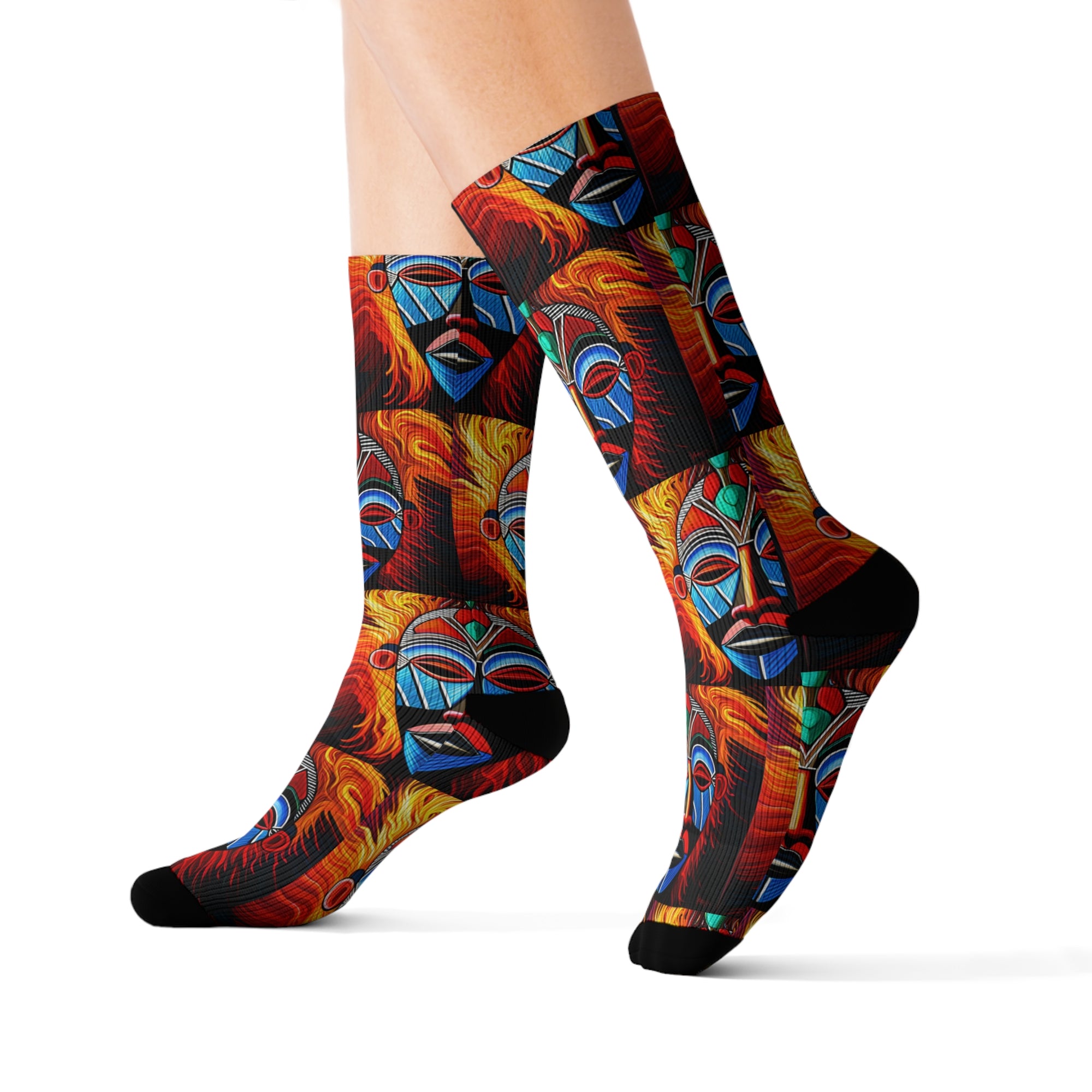 African Mask | Comfortable Sublimation Socks for Men - ToniKay Creations