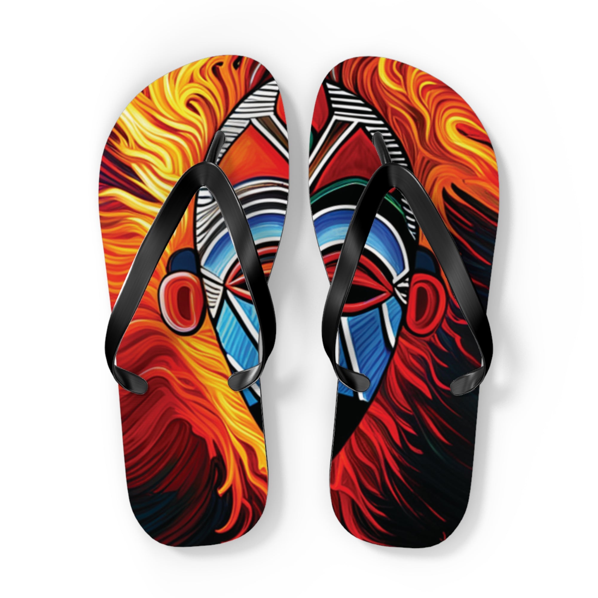 African Mask Flip Flops - Comfortable All-Over Print (AOP) for Women - ToniKay Creations