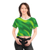 Chic Green Crop Tee | Stylish All-Over Print (AOP) Top - ToniKay Creations