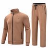 Men&#39;s Track Suit - Full Zip Sports Jacket &amp; Pants Set | Lightweight, Breathable, Dark Khaki Activewear