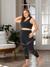 MEJING Plus Size Capri Leggings for Women with Pockets-Stretchy Tummy Control High Waist Workout Black Mesh Yoga Pants 2XL